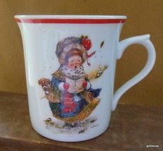 Vintage Giordano Art Christmas Caroler Mug Enesco 1984 Japan 3.75&quot; - £11.68 GBP