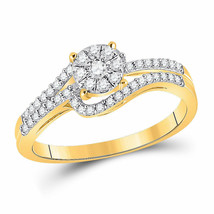 10kt Yellow Gold Round Diamond Cluster Bridal Wedding Engagement Ring 1/3 Ctw - £355.13 GBP