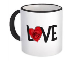 Heart Red Rose : Gift Mug Valentines Day Love Romantic Girlfriend Wife Boyfriend - £12.78 GBP
