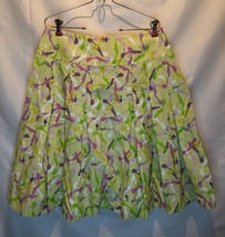 Liz Claiborne A-Line Skirt Lime Green High Heel Shoes Pattern Sz 10 100% Cotton - £18.64 GBP