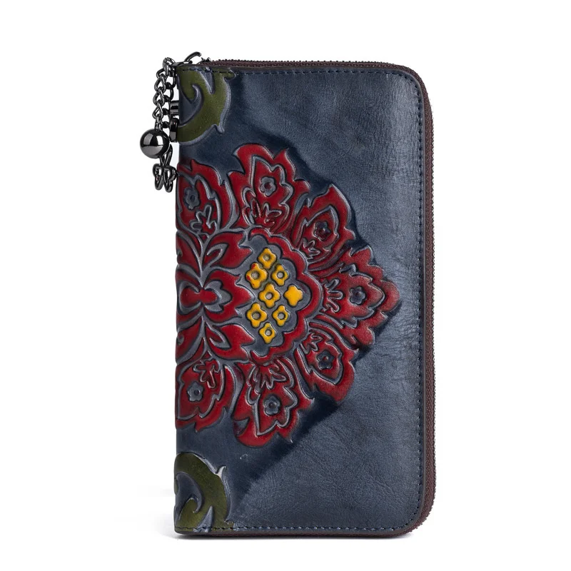 Genuine Leather Women Wallets Cowhide Phone Bags Ladies Multi-layer Zipper Coin  - £39.13 GBP