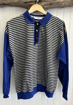 Vintage The Mens Store Sears Polo LARGE Colorblock Striped Long Sleeve 80s 90s - £30.66 GBP