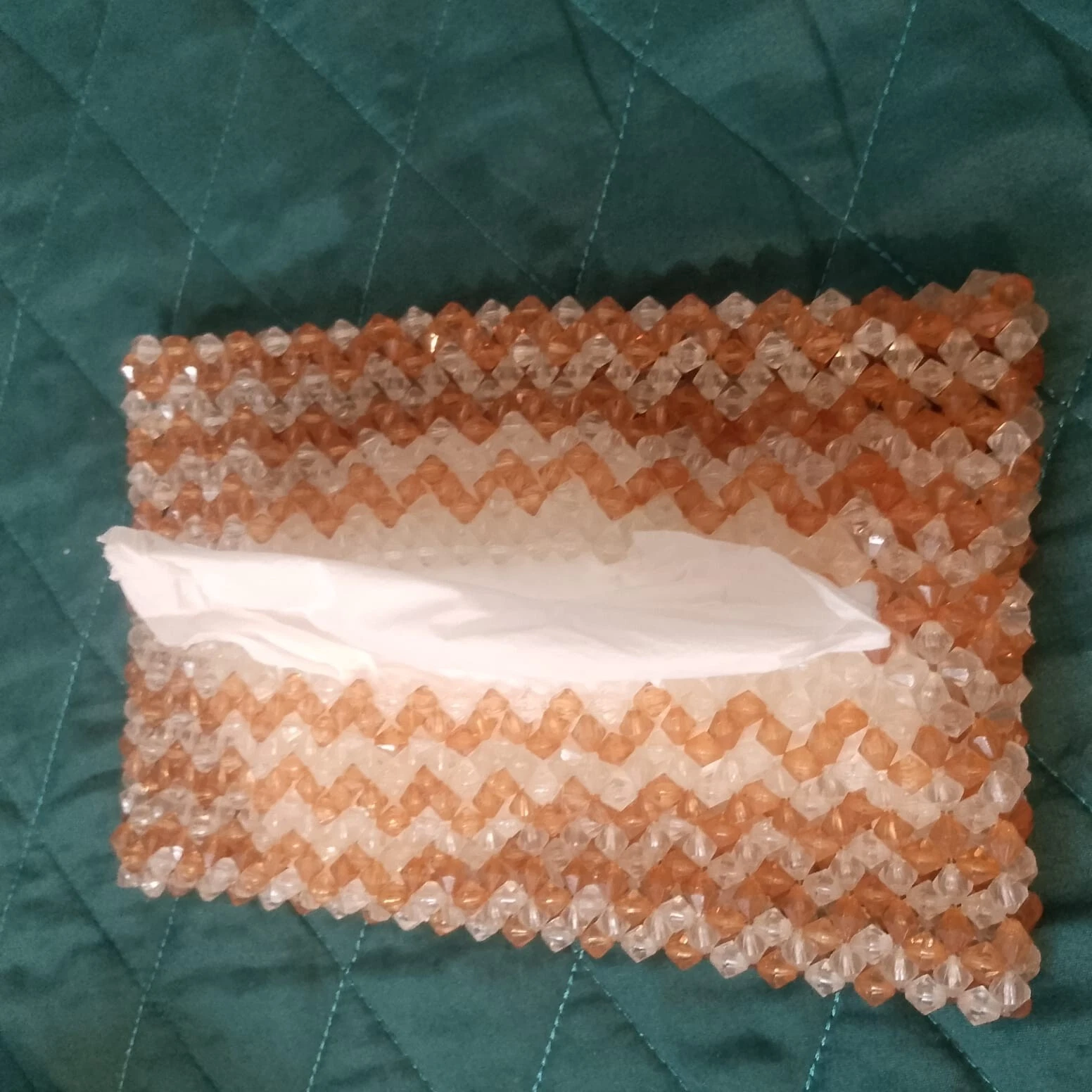 Handmade Beaded Tissue Box Cover Holder Crystal Beads Decorative Home De... - $18.00