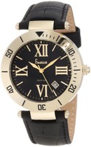 NEW Freelook HA1534G-1L Womens Analog Roman Date Black Leather Yellow Gold Watch - £54.47 GBP