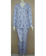 EILEEN WEST Sleepwear Blue Floral Pajama Set Button Down Top &amp; Pant Size... - €25,86 EUR