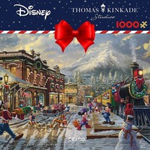 Thomas Kinkade Mickey Minnie Mouse Candy Cane Express 1000 Puzzle Ceaco ... - $20.95
