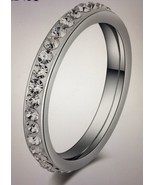 Eternity Stainless Steel Ring Silver Color Single Row small CZ Women&#39;s S... - $180.68 MXN