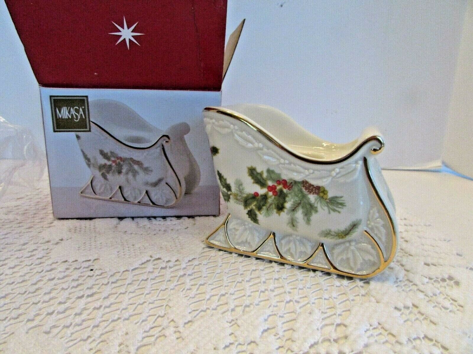 MIKASA FINE PORCELAIN HOLIDAY BLOOM FK026-534 SINGLE CANDLEHOLDER NEW IN BOX - $8.86