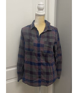 The North Face Button Up Shirt Women&#39;s Medium Plaid Long Sleeve Purple Blue - £11.21 GBP