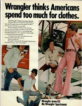 1972 Wrangler Vintage Print Ad Americans Spend Too Much For Clothes Mens... - $14.45