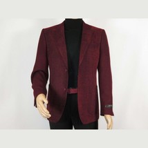 Men ZACCHI Velour Velveteen Hounds tooth Blazer Sport Coat DUANE 74526 Burgundy image 2