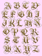 counted cross stitch pattern Old gothic gold alphabet 262*356 stitches B... - $3.99