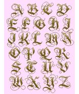 counted cross stitch pattern Old gothic gold alphabet 262*356 stitches BN1681 - $3.99