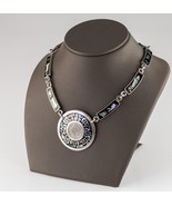 Mexico Sterling Silver Abalone Inlay Necklace with Sun God Pendant 19.5&quot; - $14,312.31 MXN