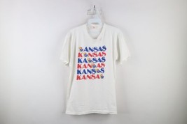 Vintage 70s Womens Large Spell Out Kansas University Short Sleeve T-Shirt USA - £39.30 GBP