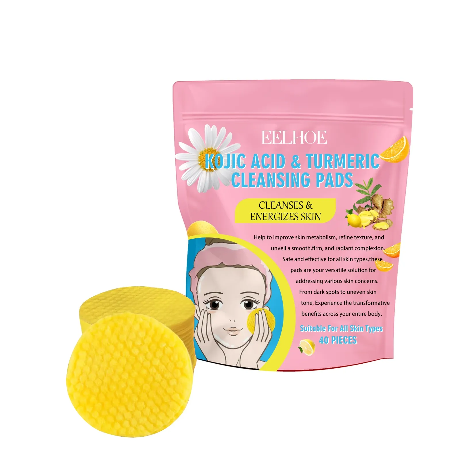 Kojic Acid Turmeric Cleansing Pads Beauty Hot-sale - $25.76 CAD