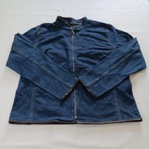 Willi Smith Stretch Full Zip Denim Women's Blue Cotton Blend Jeans Jacket Sz 14 image 7