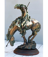 Large End of Trail Bronze Finish Native American Warrior On Horse Figurine - £54.98 GBP