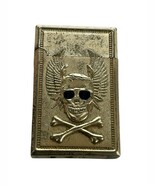 Vintage Lighter Skull Pirate Crossbones Gold Color Evil Working But Need... - $25.99 CAD