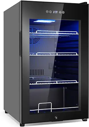 Beverage Refrigerator 17 Inch Wide - 126 Can Beverage Cooler With Glass ... - $555.99