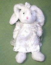 Mty Bunny Bride Plush White Rabbit 18&quot; Stuffed Animal Satin Lace Dress With Bow - £21.27 GBP