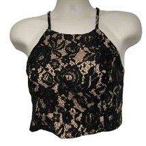 Gianni Bini size 10 new with tags halter crop zippered back black lace top NWT - £54.66 GBP