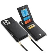 iPhone 16 Pro Wallet Case with Card Holder, Crossbody Lanyard, and Kicks... - $13.98