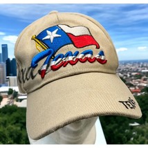 Texas Adjustable Hat Cap State Flag Patriotic USA Tan Embroidered - £15.68 GBP