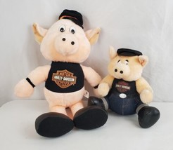 Lot (2) Harley Davidson Hog Plush Pigs Stuffed Animal 12&quot;, 8&quot; Bikers 90s Vintage - $29.99