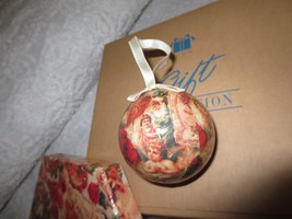 Nib Avon 6 Victorian Decoupage Ball Ornaments w/Decorative Box & Avon Box - $10.00
