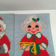 Vintage handcrafted finished plastic canvas Mr n Mrs Santa Claus wall hangings - £15.78 GBP