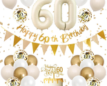 60Th Birthday Decorations Sand White Gold,60Th Birthday Balloons Beige G... - £17.19 GBP