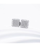Silver Layered Real Gold Filled Square men&#39;s Earring Micro Pave - $205.99 MXN