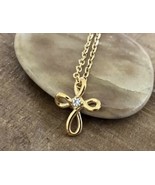 Hoop cross necklace. Gold stainless steel with adjustable chain 16-18 in... - $277.13 MXN+