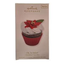 Hallmark Keepsake Oh So Sweet Christmas Cupcake Ornament 2010 Series Felt Glitte - $11.30