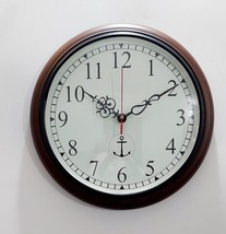 12 inch Vintage Brown and Black Wooden Wall Clock Home Decorative Round ... - £49.23 GBP