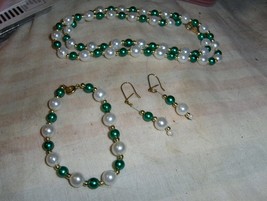 &quot;Christmas Green On 8mm Mini Pearls&quot; 3 piece set - $5.00