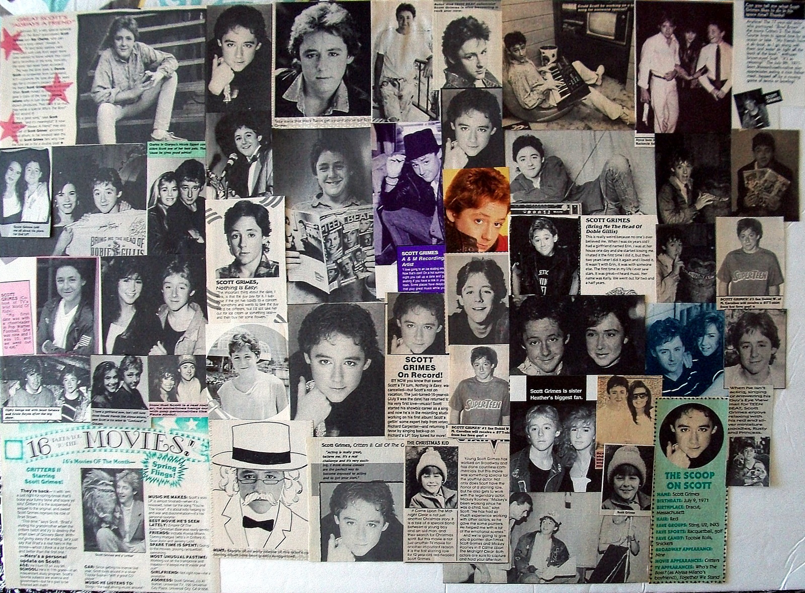 SCOTT GRIMES ~ Forty-Five (45) Color and B&amp;W Vintage CLIPPINGS from 1985... - $6.67