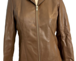 Cole Haan Signature Brown Leather Jacket Front Zip  Lined Size XS - $47.49