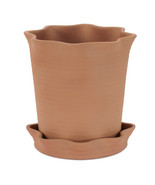 Wavy Ceramic Planter with Saucer 7.75&quot;H - $1,329.71 MXN