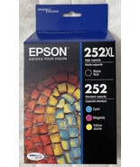 Epson 252XL Black &amp; 252 Color Ink T252XL-BCS 4-Pack Exp 2026+ Genuine Re... - £51.78 GBP