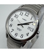 Timex Indiglo Quartz Watch Men 30m Silver White Easy Read Stretch New Battery - $23.08
