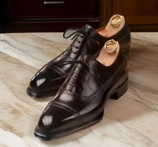 Handmade Genuine Leather Oxford Black Boots Formal Dress Shoes For Men - £121.09 GBP