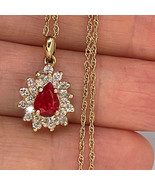 NO HEAT Ruby Diamond Pendant 14k Gold Chain w. Gem Report Offers welcome! - $6,912.27