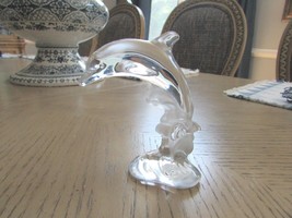 Lenox Crystal Dolphin Figurine 4.25&quot;H Breaching The Water Germany Clear &amp; Frost - £14.99 GBP