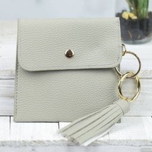 Key Ring Pouch With Tassel and Clip Gray - £11.59 GBP