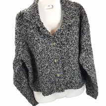 Vintage PC Knitwear Mottled Gray Boxy Soft Nubby Sweater Chunky Knit USA  L - £23.64 GBP