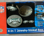Philadelphia Eagles 4-in-1 Jewelry Trinket Box w/ Necklace and Earrings ... - £10.12 GBP