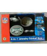 Philadelphia Eagles 4-in-1 Jewelry Trinket Box w/ Necklace and Earrings ... - £9.63 GBP