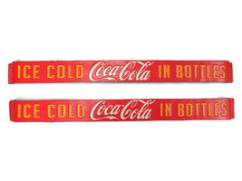 Coca-Cola Red Tin Set of 2 Door Push Signs Ice Cold In Bottles  - £38.77 GBP